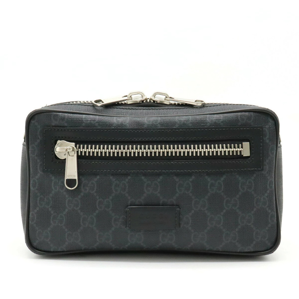 Gucci GG Supreme Web Waist Bag Body Belt Leather Black